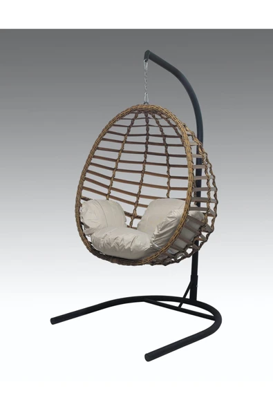 FYAQA HOME Armut Salıncak Tek Kişilik Rattan Örgü Bahçe Balkon Ev Salıncağı Kahverengi 100 x 180 ürün görseli 1