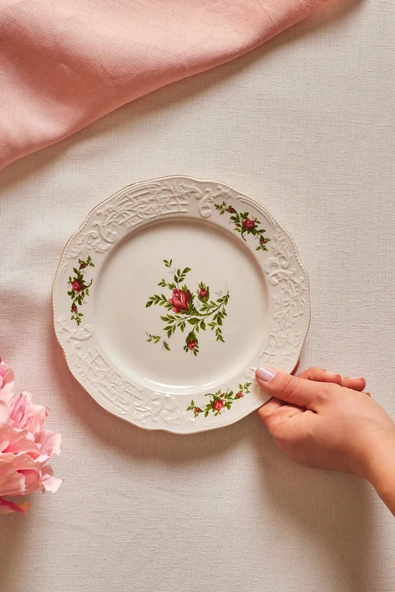Karaca Vintage Rose Pasta Tabağı 20 cm Krem - Resim 2