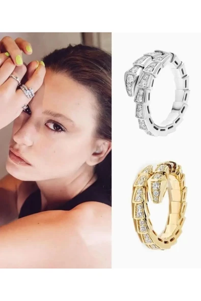 VIP Serenay Sarıkaya Işıltısı – Zirkon Serpenti Yüzük Silver ürün görseli 1