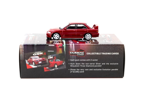 Tarmac Works 1/64 Mitsubishi Lancer GSR Evolution II Red with Tarmac Cards - GLOBAL64 ürün görseli 1
