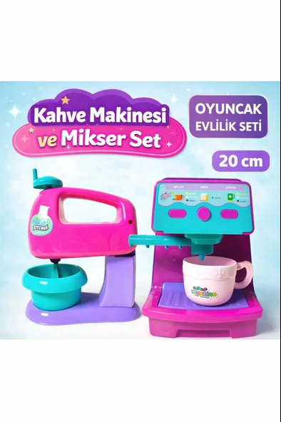 3 LÜ SET KAHVE MAKİNESİ DİKEY SÜPÜRGE VE MİKSER MAKİNESİ Oyuncak Evcilik Seti ürün görseli 1