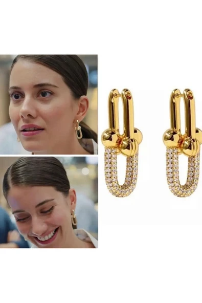 Çift Top Bağlantı Küpe – Gold ürün görseli 1
