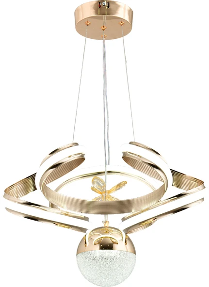 ELİZAN TEKLİ GOLD LED SARKIT AVİZE,3 RENK YANABİLEN MODERN AVİZE,SALON LED AVİZE ürün görseli 1