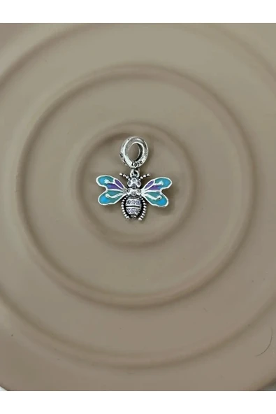 “Renkli Kanatlı Arı” Mine & Taş Dangle Charm ürün görseli 1