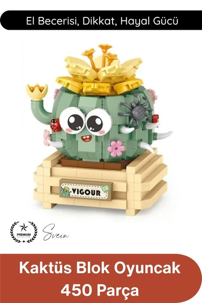 #BlokPuzzle Kaktüs Blok Oyuncak 450 Parça Yapı İnşa Seti Eğitici Zeka Geliştirici Montaj Puzzle STEM Tasarım Motor Becer ürün görseli 1