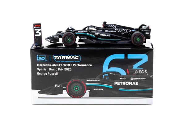 Tarmac Works X iXO Models 1/64 Mercedes-AMG F1 W14 E Performance Spanish Grand Prix 2023 #63 George Russell - GLOBAL64 T ürün görseli 1