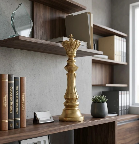 Modern Dekoratif Satranç Şah Gold  Biblo ürün görseli 1