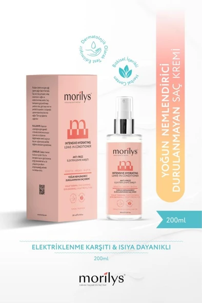Morilys Durulanmayan Saç Kremi Anti Frizz Isı Koruyucu Keratin&Argan Biotin 200ML ürün görseli 1