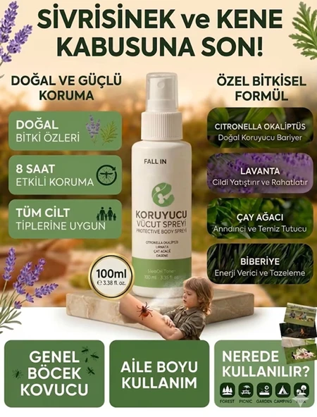 Doğal Koruyucu Sprey Sivrisinek, Kene ve Genel Böcek Kovucu ürün görseli 1