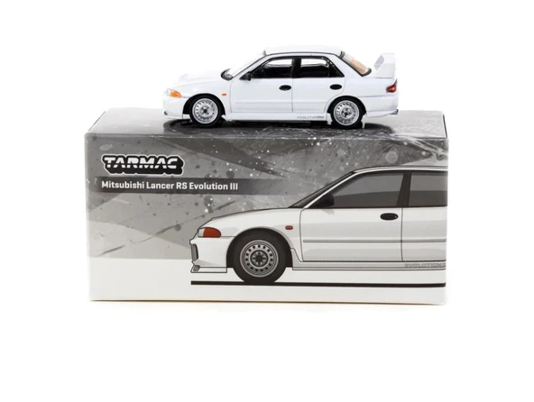 Tarmac Works 1/64 Mitsubishi Lancer RS Evolution III White - Lamley Special Edition ürün görseli 1