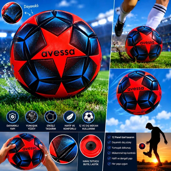 Avessa Estrella Futbol Topu 12 Panel Kırmızı ürün görseli 1