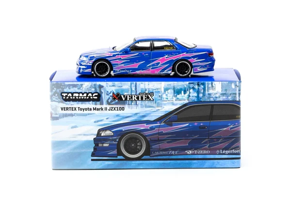 Tarmac Works 1/64 VERTEX Toyota Mark II JZX100 Blue Metallic - GLOBAL64 ürün görseli 1