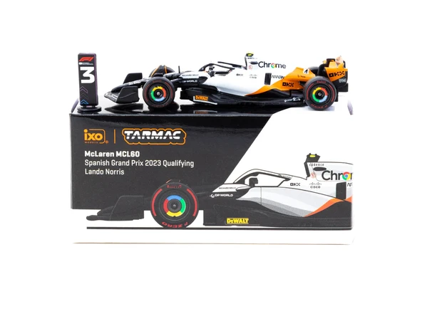 Tarmac Works X iXO Models 1/64 McLaren MCL60 Spanish Grand Prix 2023 Qualifying#4 Lando Norris - GLOBAL64 T64G-F070-LN1 ürün görseli 1
