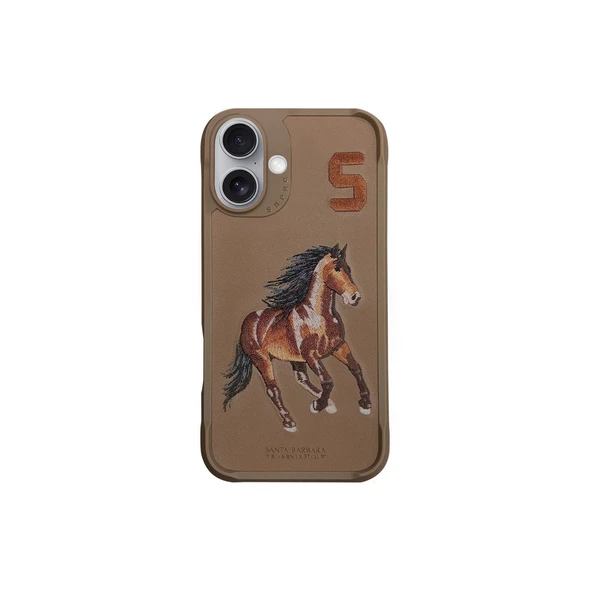 Santa Barbara Polo Racquet Club iPhone 16 Kılıf 3Boyutlu PU Deri Boris İçi Süet Kapak ürün görseli 1
