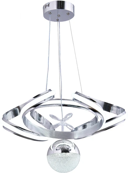 ELİZAN TEKLİ KROM LED SARKIT AVİZE,3 RENK YANABİLEN MODERN AVİZE,SALON LED AVİZE ürün görseli 1