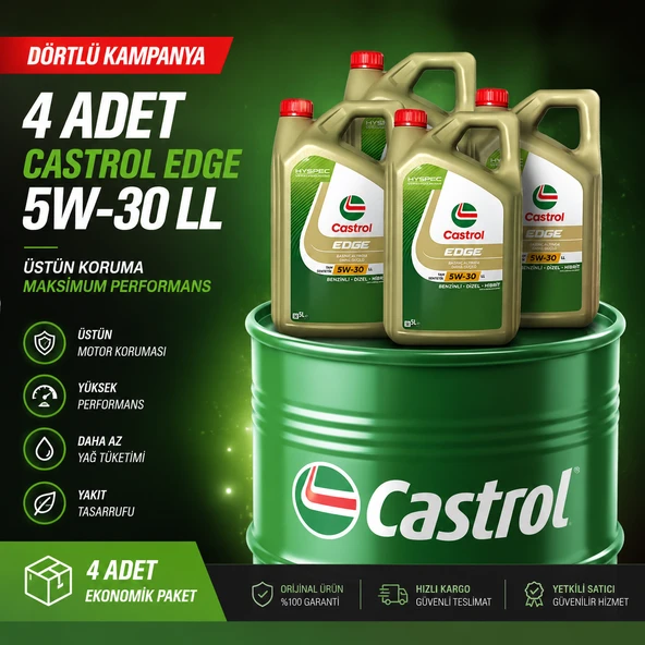 Castrol Edge 5W-30 LL 5 lt Motor Yağı -4'Lü Kampanya ürün görseli 1