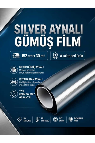 SİLVER (GÜMÜŞ) CAM FİLMİ 100 X 60 MT ürün görseli 1