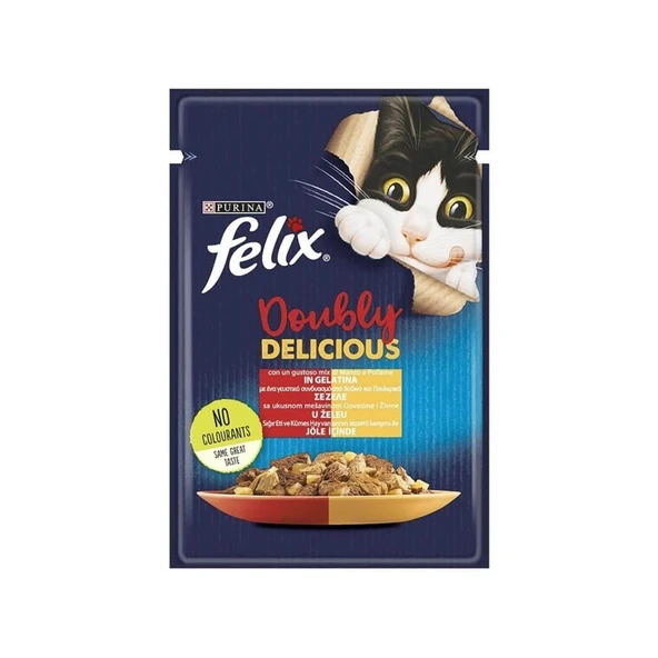 Felix Sığır Etli ve Tavuklu 85 gr Yetişkin Kedi Yaş Maması ürün görseli 1