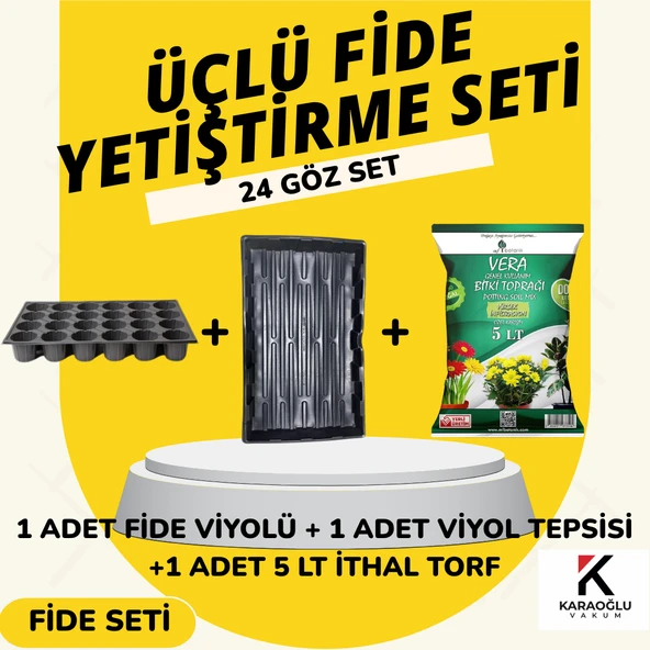 Fide Viyolü Viyol Tepsisi Ithal Torf Üçlü Set Fide Yetiştirme Seti Seçim Yapınız ürün görseli 1
