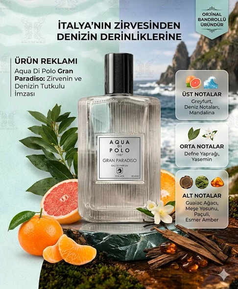 Aqua Di Polo Gran Paradiso Sport 50 ml - Beauty The World Özel Seri ve Orijinal Ürün ürün görseli 1