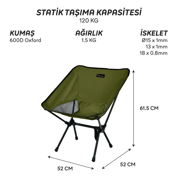 FreeCamp Jett Katlanır Sandalye-HAKİ - Resim 2
