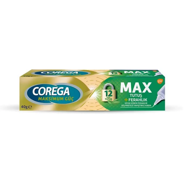 Corega Max Tutuş + Ferahlık 40 gr Protez Diş Yapıştırıcı ürün görseli 1