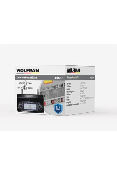 Led Plaka Lambası Siyah Kapak 12–24V R10 R148 - WOLFRAM 40506 ürün görseli 1