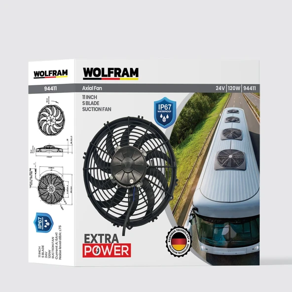 AXİAL FAN 11 İNCH S KANAT IP67 SU GEÇİRMEZ WOLFRAM 94411 ürün görseli 1