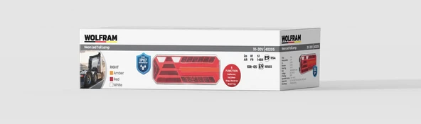 Led Dikdörtgen 6 Fonksiyonlu Stop-Sinyal-Park-Geri Vistes 10-30V Sağ E9 Belgeli - WOLFRAM 40205 ürün görseli 1