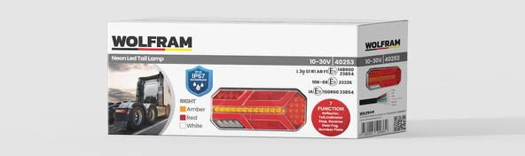 Led 7 Fonksiyonlu Arka Stop Lambası Amber-Kırmızı-Beyaz 10-30V E9 Belgeli Sağ - WOLFRAM 40253 ürün görseli 1