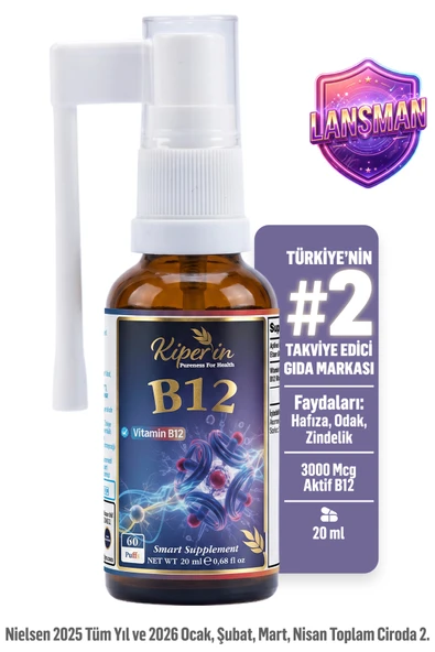 B12 Sprey | 1500 mcg | Yüksek Emilim | Enerji ve Odak Desteği | 20 ml ürün görseli 1