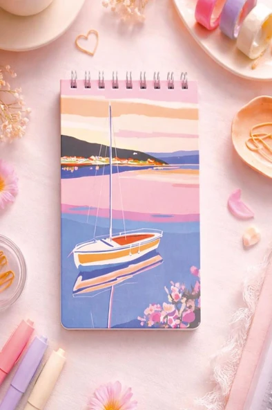 Lizy Spiralli 4 Bölmeli Küçük Bloknot / 10x19cm / Yapılacaklar Listesi, Haftalık Planlayıcı, Not Defteri Model-4 ürün görseli 1
