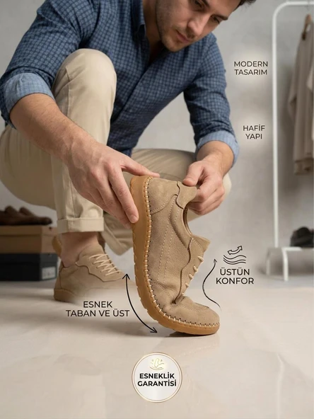 Komcero 3498 Erkek Hakiki Deri Dikişli Comfort Atom Casual Ayakkabı ürün görseli 1