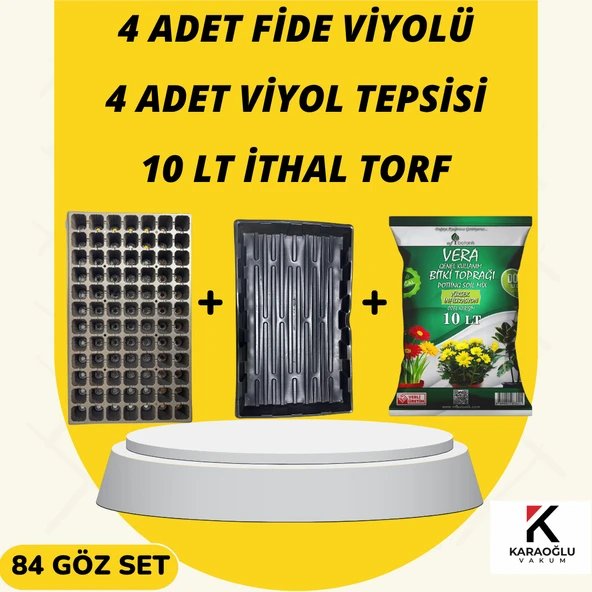 Fide Viyolü + Viyol Tepsisi + Ithal Torf 4 ADETLİK 10 LT TORF Set Fide yetiştirme seti ürün görseli 1