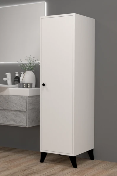 Tire XL Beyaz Banyo Dolabı Havlu ve Temizlik Dolabı ürün görseli 1
