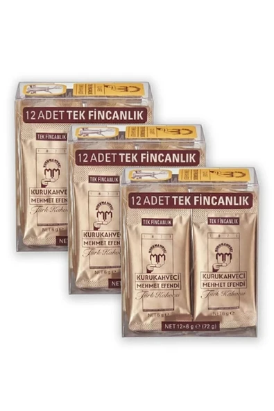 Mehmet Efendi Tek Fincalık Türk Kahvesi 6 gr x 12 Adet x 3 Adet ürün görseli 1