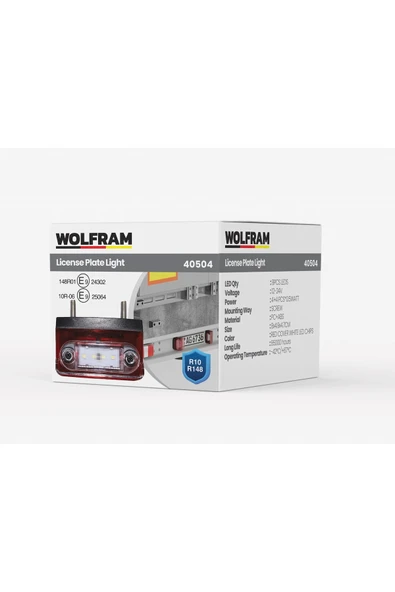 Led Plaka Lambası Kırmızı Kapak 12–24V R10 R148 - WOLFRAM 40504 ürün görseli 1