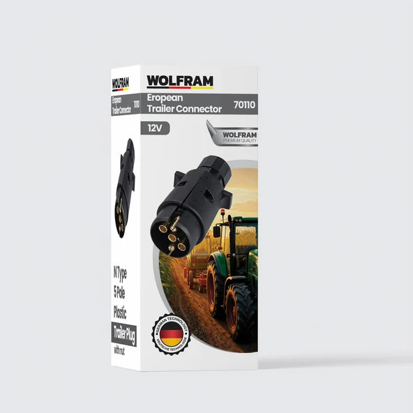 5'li N Tip Plastik Römork Fişi Erkek - WOLFRAM 70110 ürün görseli 1