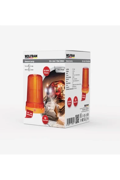 Led Tepe Döner İkaz Lambası 10 Fonksiyonlu 12/24V E-Belgeli 72W - WOLFRAM 31105 ürün görseli 1