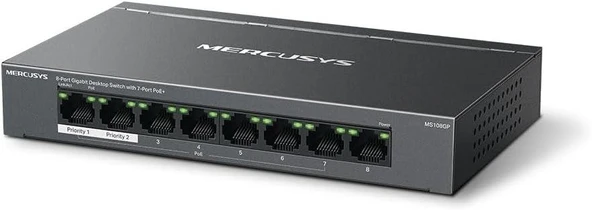 Mercusys MS108GP, 8-Port Gigabit Desktop Switch with 7-Port PoE+ ürün görseli 1