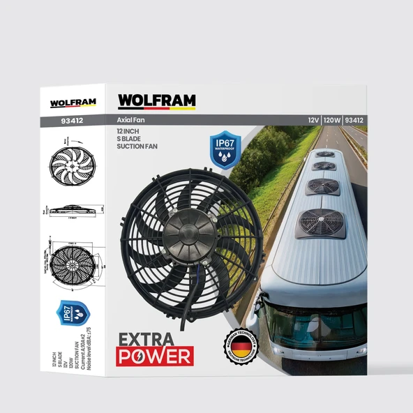 AXİAL FAN 12 İNCH S KANAT IP67 SU GEÇİRMEZ WOLFRAM 93412 ürün görseli 1
