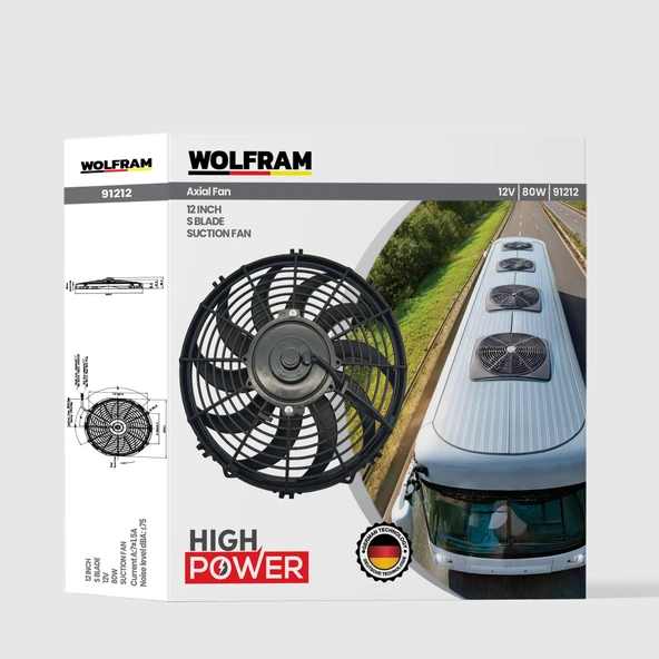 AXİAL FAN 12 İNCH S KANAT WOLFRAM 91212 ürün görseli 1