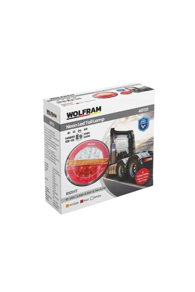 Led Yuvarlak 4 Fonksiyonlu Stop-Sinyal-Park-Geri Vites 10-30V E9 Belgeli Sağ - WOLFRAM 40131 ürün görseli 1
