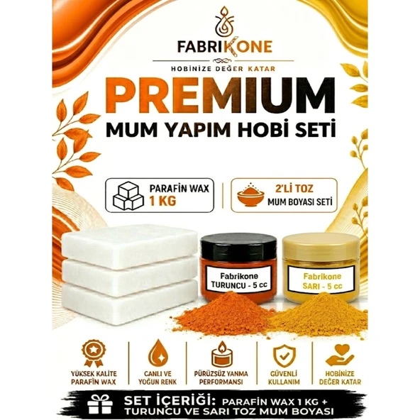 Premium Mum Yapım Hobi Seti - Parafin Wax 1 kg - 2'li Toz Mum Boyası Seti - Turuncu, Sarı BKFABPW1KG2TSR ürün görseli 1