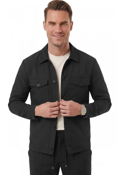 DeepSEA Slim Fit Gofre Dokulu Yazlık Spor Takım Elbise – Yarım Astarlı Likralı 2’li Kombin 2604007 ürün görseli 1
