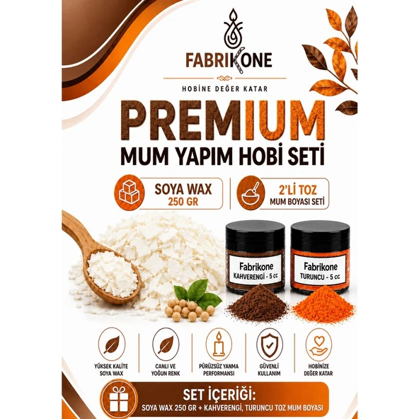 Premium Mum Yapım Hobi Seti - Soya Wax 250 gr - 2'li Toz Mum Boyası Seti - Kahverengi, Turuncu BKFABSW2502KHT ürün görseli 1