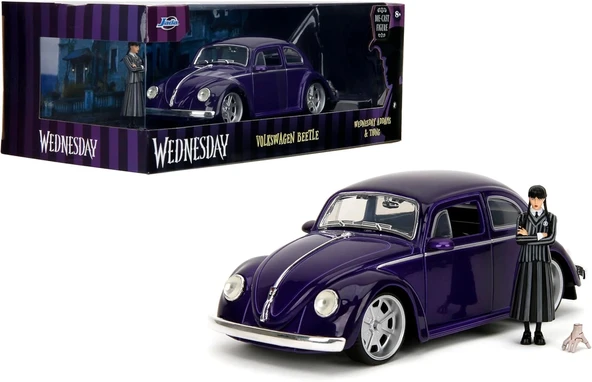 Jada 1/24 Wednesday 1972 VW Beetle with Wednesday & Thing Figures ürün görseli 1