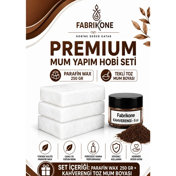 Premium Mum Yapım Hobi Seti - Parafin Wax 250 gr - Tekli Toz Mum Boyası - Kahverengi BKFABPW2501KH ürün görseli 1