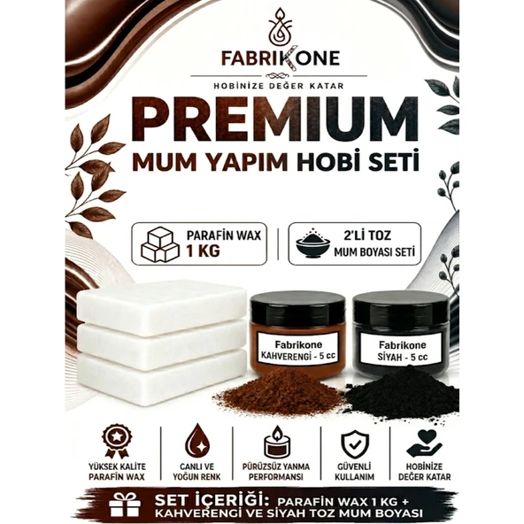 Premium Mum Yapım Hobi Seti - Parafin Wax 1 kg - 2'li Toz Mum Boyası Seti - Kahverengi, Siyah BKFABPW1KG2KHS ürün görseli 1