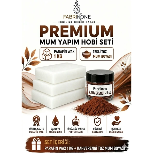 Premium Mum Yapım Hobi Seti - Parafin Wax 1 kg - Tekli Toz Mum Boyası - Kahverengi BKFABPW1KG1KH ürün görseli 1